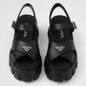 Prada😎Monolith rubber sandals in BLACK